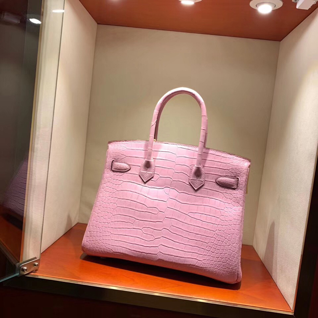 エルメス バーキン30 ピンク クロコダイル ニロティカスマット シルバー金具
