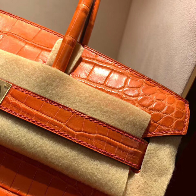 エルメス バーキン30 オレンジ クロコダイル ニロティカスマット ゴールド金具