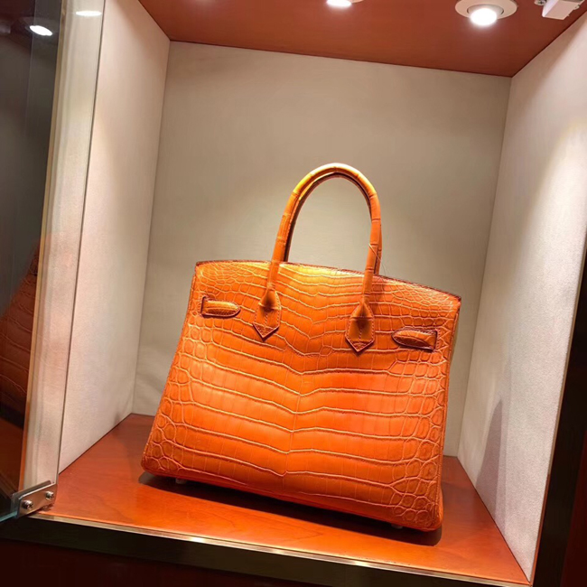 エルメス バーキン30 オレンジ クロコダイル ニロティカスマット ゴールド金具