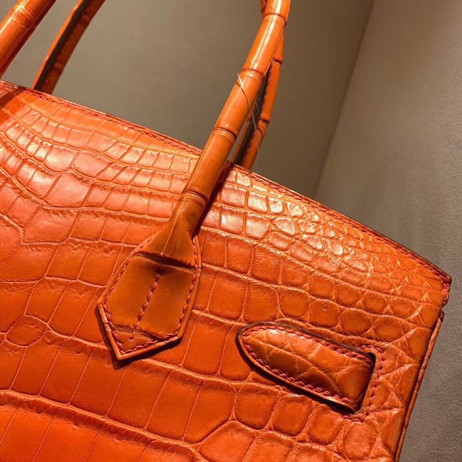 エルメス バーキン30 オレンジ クロコダイル ニロティカスマット ゴールド金具