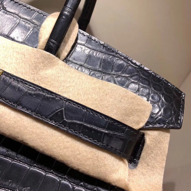 エルメス バーキン30 ブラック クロコダイル ニロティカスマット ゴールド金具