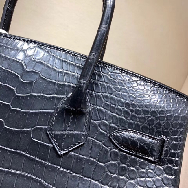 エルメス バーキン30 ブラック クロコダイル ニロティカスマット ゴールド金具