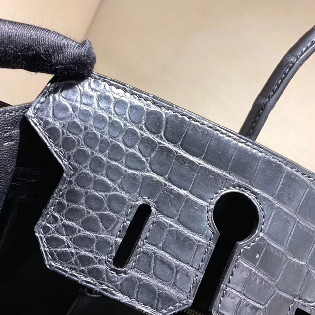 エルメス バーキン30 ブラック クロコダイル ニロティカスマット ゴールド金具