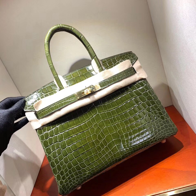 エルメス バーキン30 オリーブグリーン クロコダイル ニロティカス ゴールド金具
