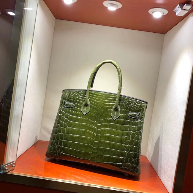 エルメス バーキン30 オリーブグリーン クロコダイル ニロティカス ゴールド金具