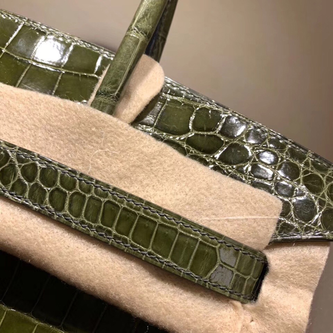エルメス バーキン30 オリーブグリーン クロコダイル ニロティカス シルバー金具