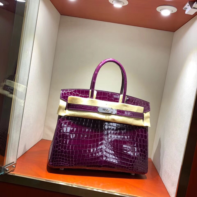 エルメス バーキン30 ヴィオレ クロコダイル ニロティカス シルバー金具
