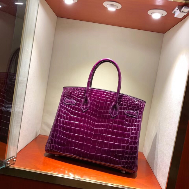 エルメス バーキン30 ヴィオレ クロコダイル ニロティカス シルバー金具