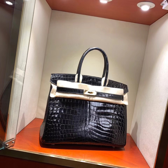 エルメス バーキン30 ブラック クロコダイル ニロティカス ゴールド金具