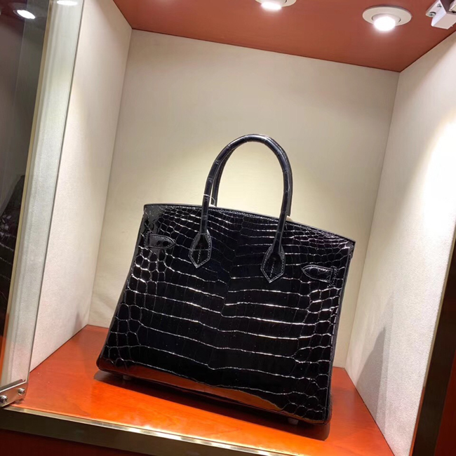 エルメス バーキン30 ブラック クロコダイル ニロティカス シルバー金具