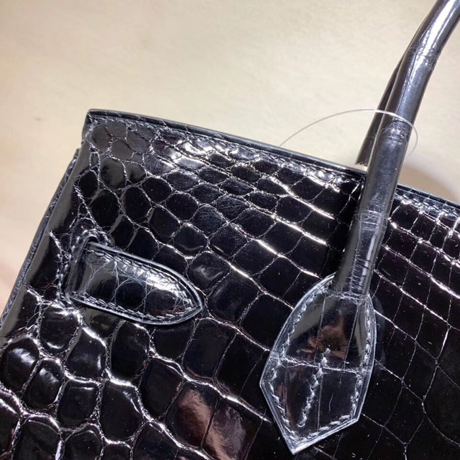 エルメス バーキン30 ブラック クロコダイル ニロティカス シルバー金具