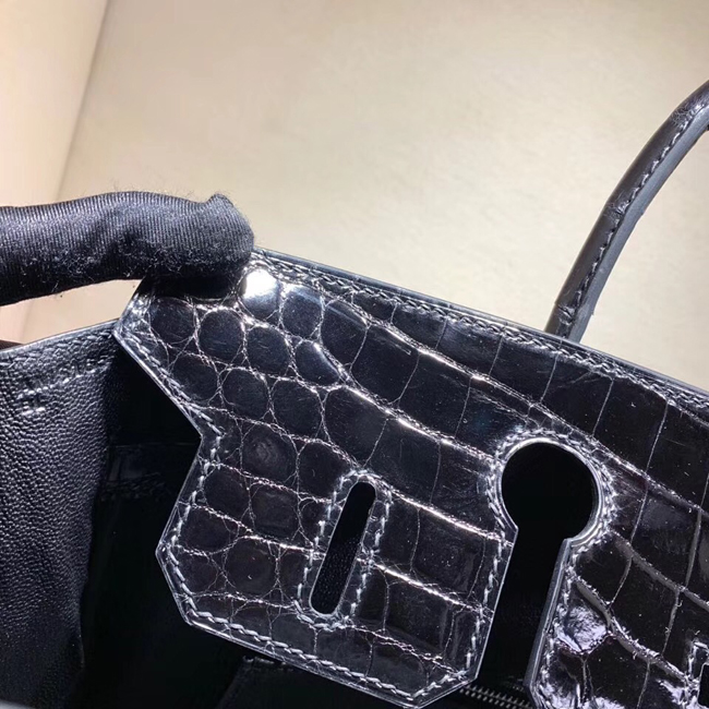 エルメス バーキン30 ブラック クロコダイル ニロティカス シルバー金具