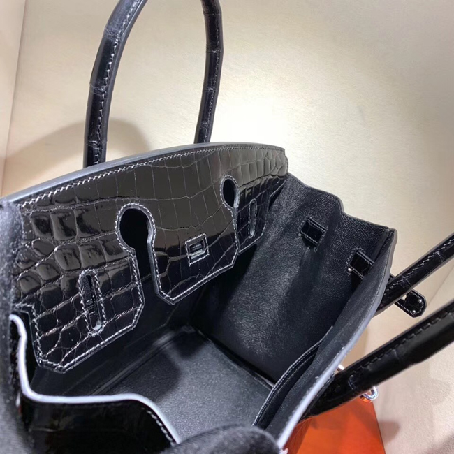 エルメス バーキン30 ブラック クロコダイル ニロティカス シルバー金具