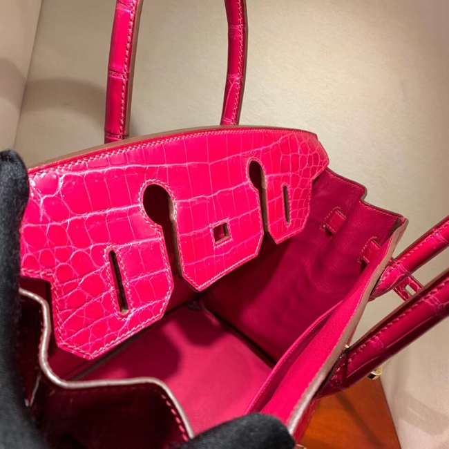 エルメス バーキン30 フューシャピンク クロコダイル ニロティカス ゴールド金具