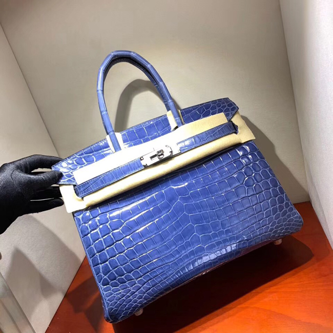 エルメス バーキン30 ブルーエレクトリック クロコダイル ニロティカス シルバー金具