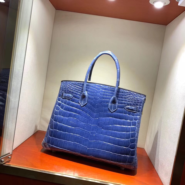エルメス バーキン30 ブルーエレクトリック クロコダイル ニロティカス シルバー金具