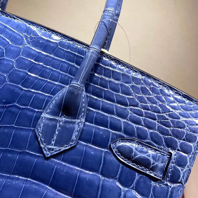 エルメス バーキン30 ブルーエレクトリック クロコダイル ニロティカス シルバー金具