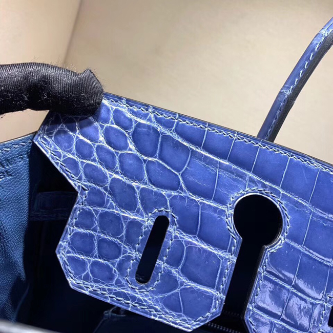 エルメス バーキン30 ブルーエレクトリック クロコダイル ニロティカス シルバー金具