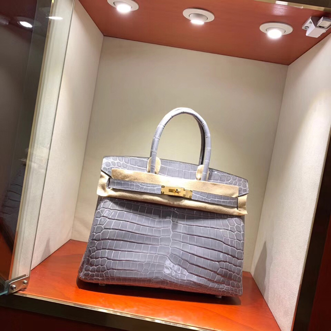エルメス バーキン30 グレーパリ クロコダイル ニロティカス ゴールド金具