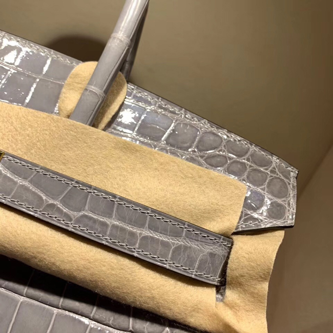 エルメス バーキン30 グレーパリ クロコダイル ニロティカス ゴールド金具