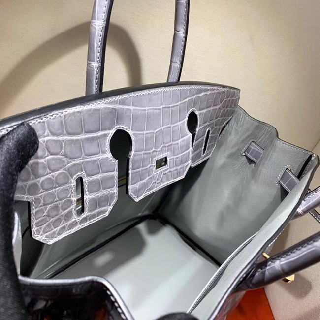 エルメス バーキン30 グレーパリ クロコダイル ニロティカス ゴールド金具