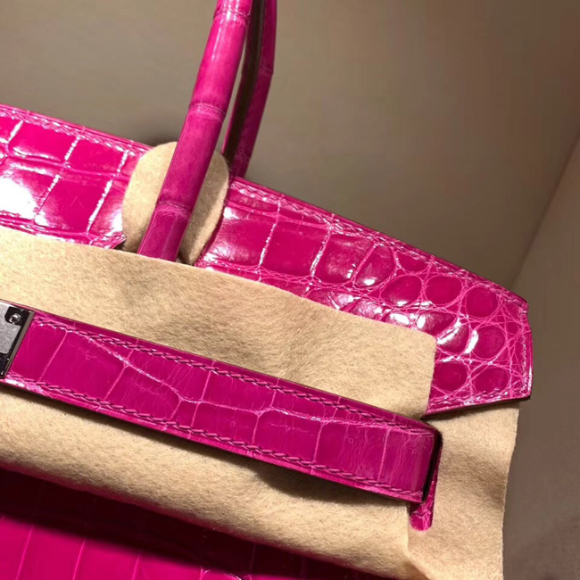 エルメス バーキン30 ローズシェヘラザード クロコダイル ニロティカス シルバー金具