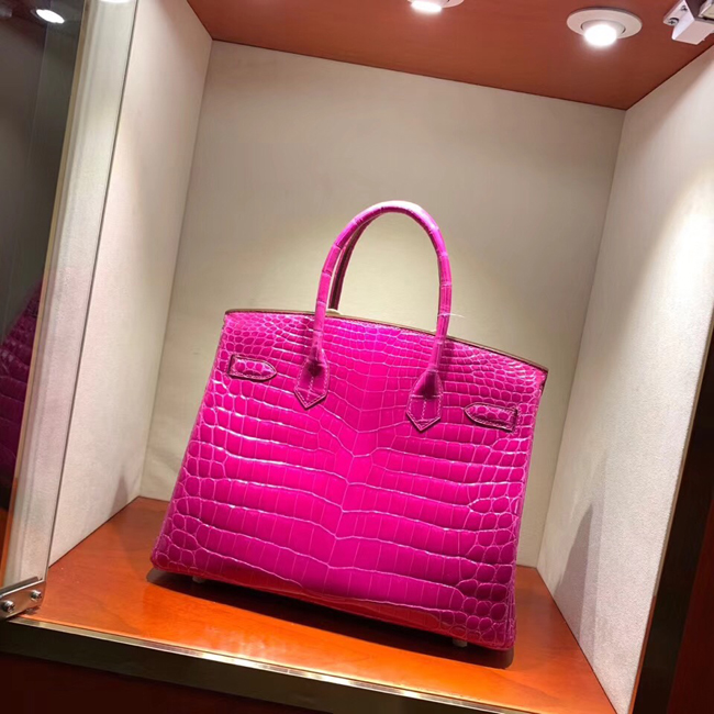 エルメス バーキン30 ローズシェヘラザード クロコダイル ニロティカス シルバー金具