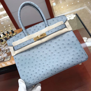 エルメス バーキン30 ブルーグラシエ オーストリッチ ゴールド金具