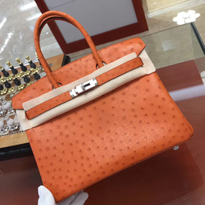 エルメス バーキン30 オレンジ オーストリッチ シルバー金具