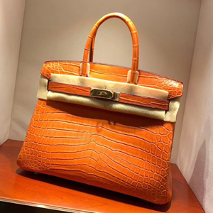 エルメス バーキン30 オレンジ クロコダイル ニロティカスマット ゴールド金具