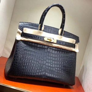 エルメス バーキン30 ブラック クロコダイル ニロティカスマット ゴールド金具