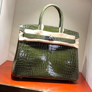 エルメス バーキン30 オリーブグリーン クロコダイル ニロティカス シルバー金具