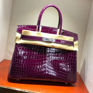 エルメス バーキン30 ヴィオレ クロコダイル ニロティカス シルバー金具