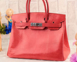 エルメス バーキン35 レッド リザード シルバー金具