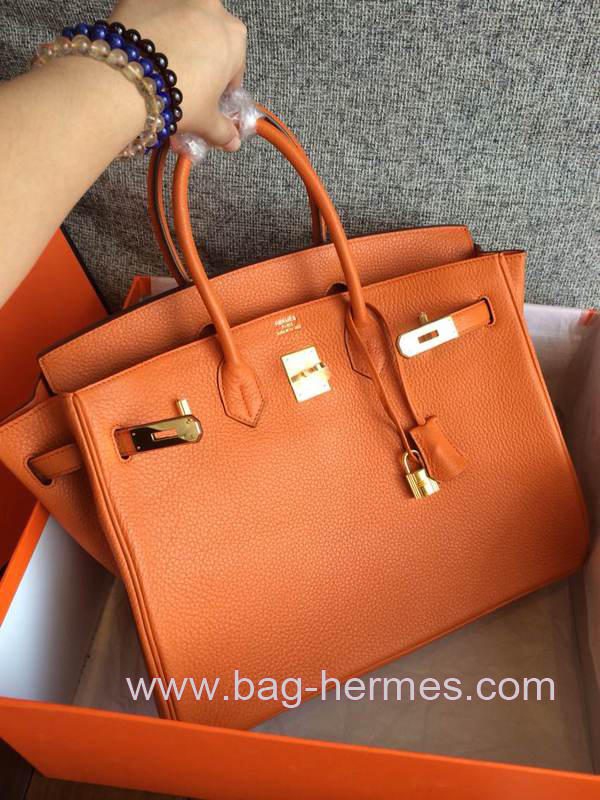 エルメス バーキン40 オレンジ トゴ ゴールド金具