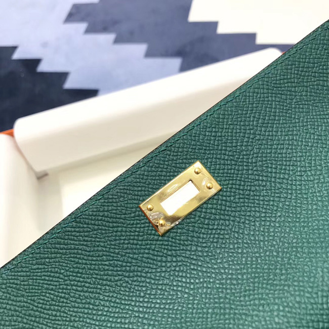 エルメス ケリーウォレットロング マラカイト ヴォーエプソン ゴールド金具