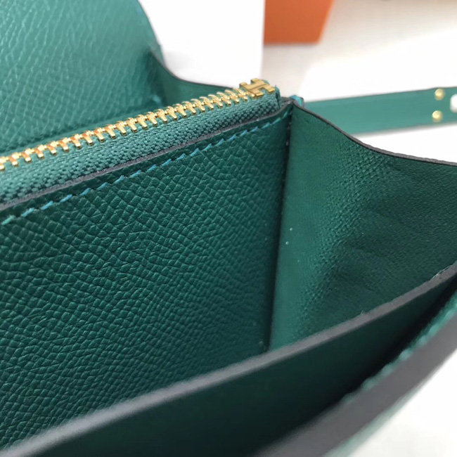 エルメス ケリーウォレットロング マラカイト ヴォーエプソン ゴールド金具