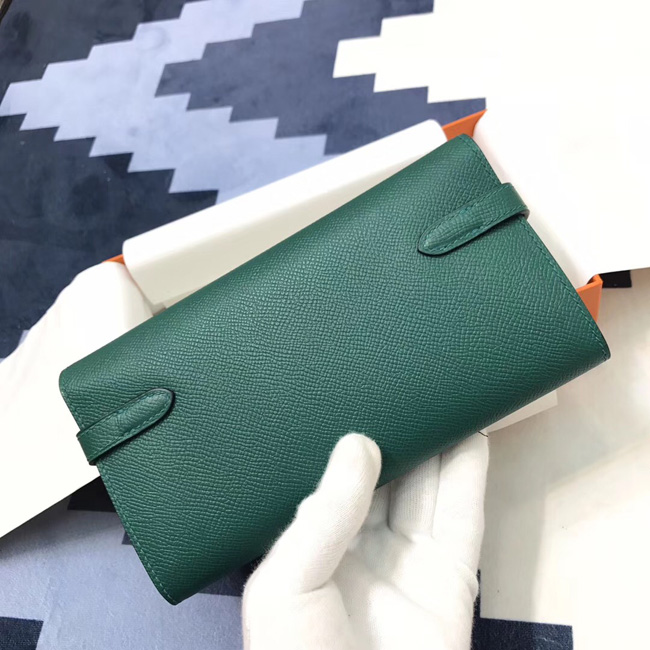 エルメス ケリーウォレットロング マラカイト ヴォーエプソン ゴールド金具