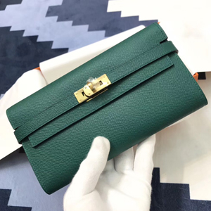 エルメス ケリーウォレットロング マラカイト ヴォーエプソン ゴールド金具