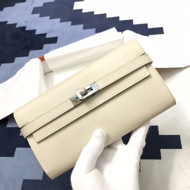 エルメス ケリーウォレットロング クレ ヴォーエプソン シルバー金具
