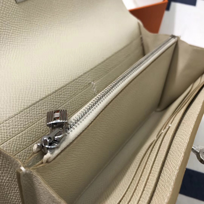 エルメス ケリーウォレットロング クレ ヴォーエプソン シルバー金具