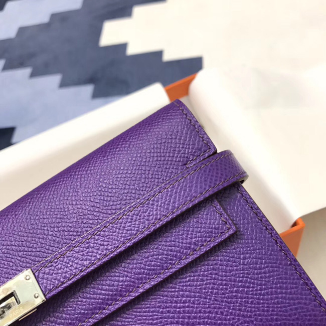 エルメス ケリーウォレットロング アネモネ ヴォーエプソン シルバー金具