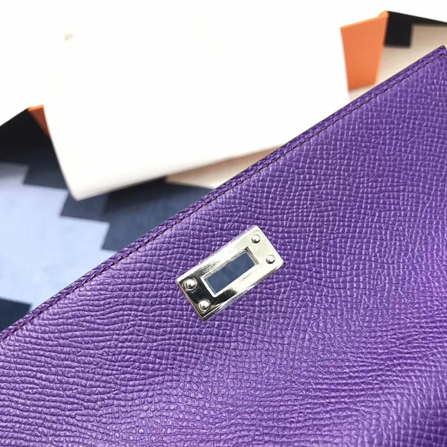 エルメス ケリーウォレットロング アネモネ ヴォーエプソン シルバー金具