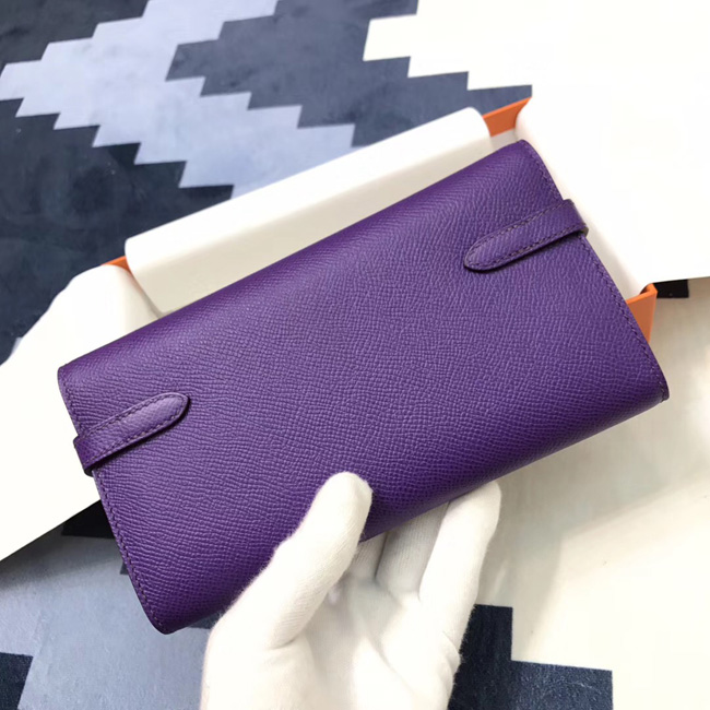エルメス ケリーウォレットロング アネモネ ヴォーエプソン シルバー金具