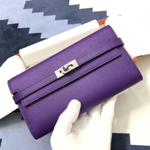 エルメス ケリーウォレットロング アネモネ ヴォーエプソン シルバー金具