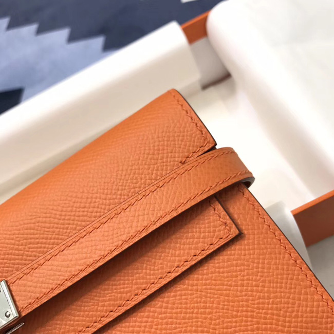 エルメス ケリーウォレットロング オレンジ ヴォーエプソン シルバー金具
