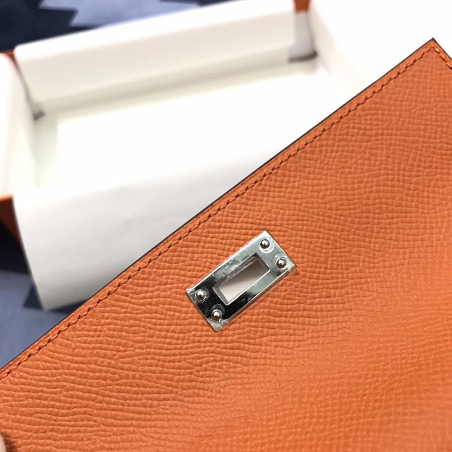 エルメス ケリーウォレットロング オレンジ ヴォーエプソン シルバー金具
