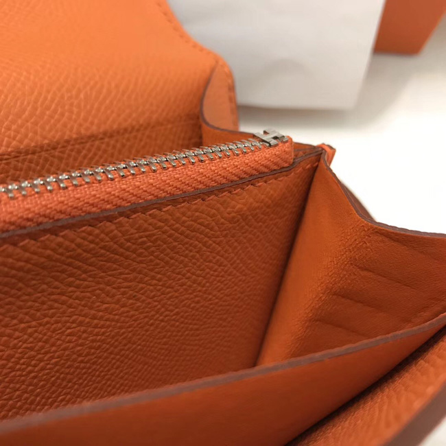 エルメス ケリーウォレットロング オレンジ ヴォーエプソン シルバー金具