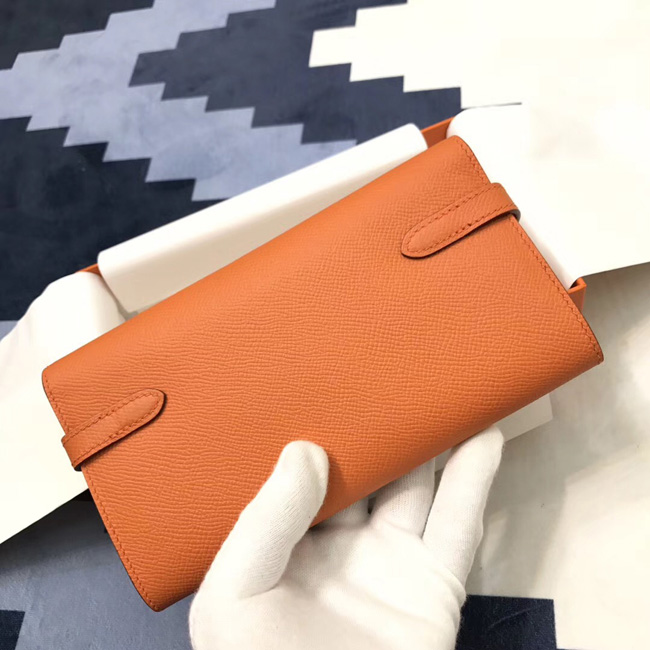 エルメス ケリーウォレットロング オレンジ ヴォーエプソン シルバー金具