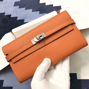 エルメス ケリーウォレットロング オレンジ ヴォーエプソン シルバー金具